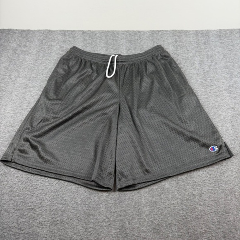 Champion Mesh Athletic‎ Shorts Men's XL Grey Basketball Gym Training Drawstring